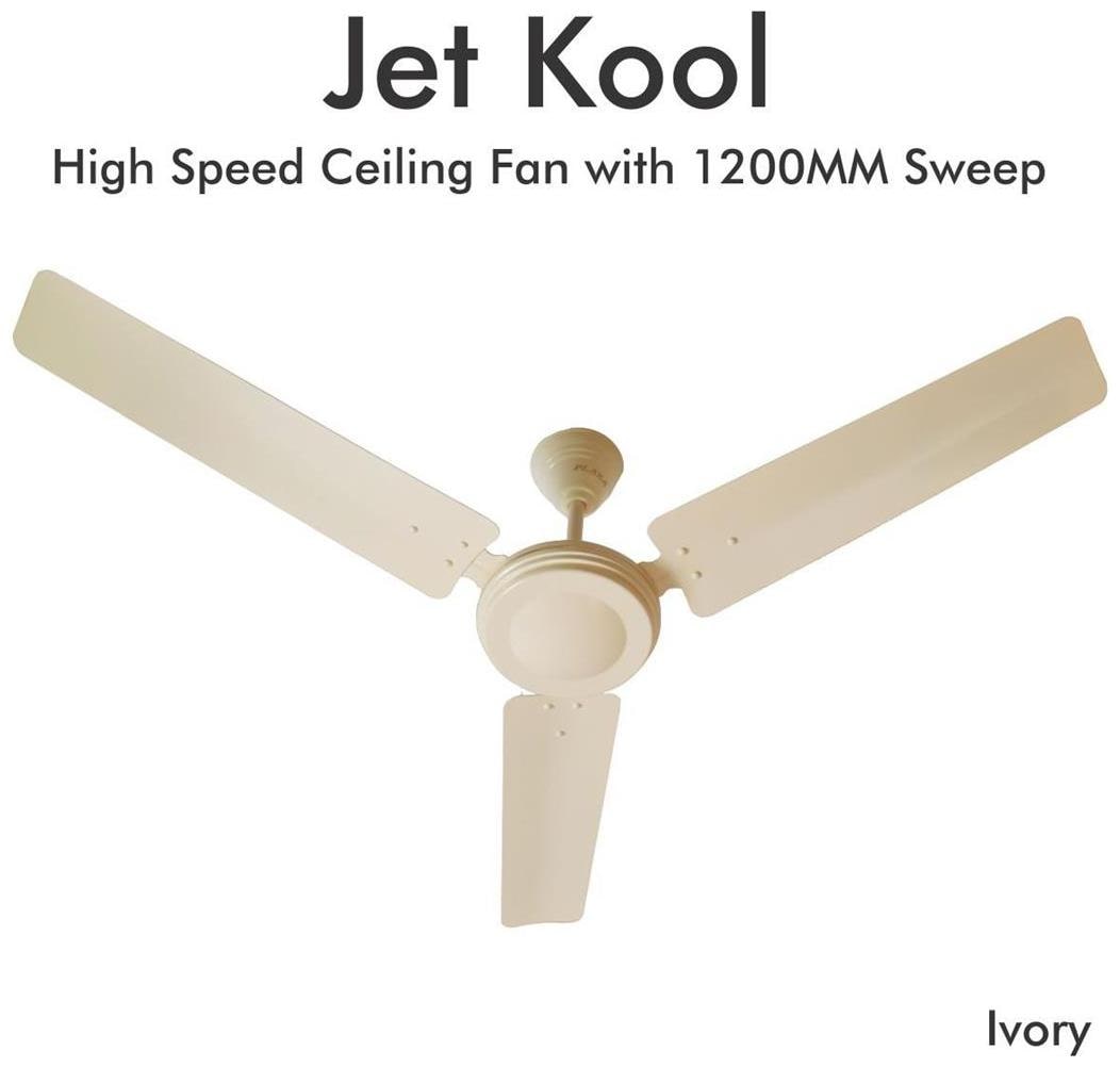 

Plaza Jet Kool 1200 mm 1200 mm Economy Ceiling Fan ( White Pack of 1 )