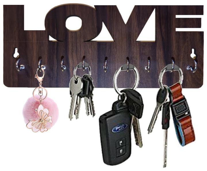 

Pockester Love Wood Key Holder (8 Hooks Brown)