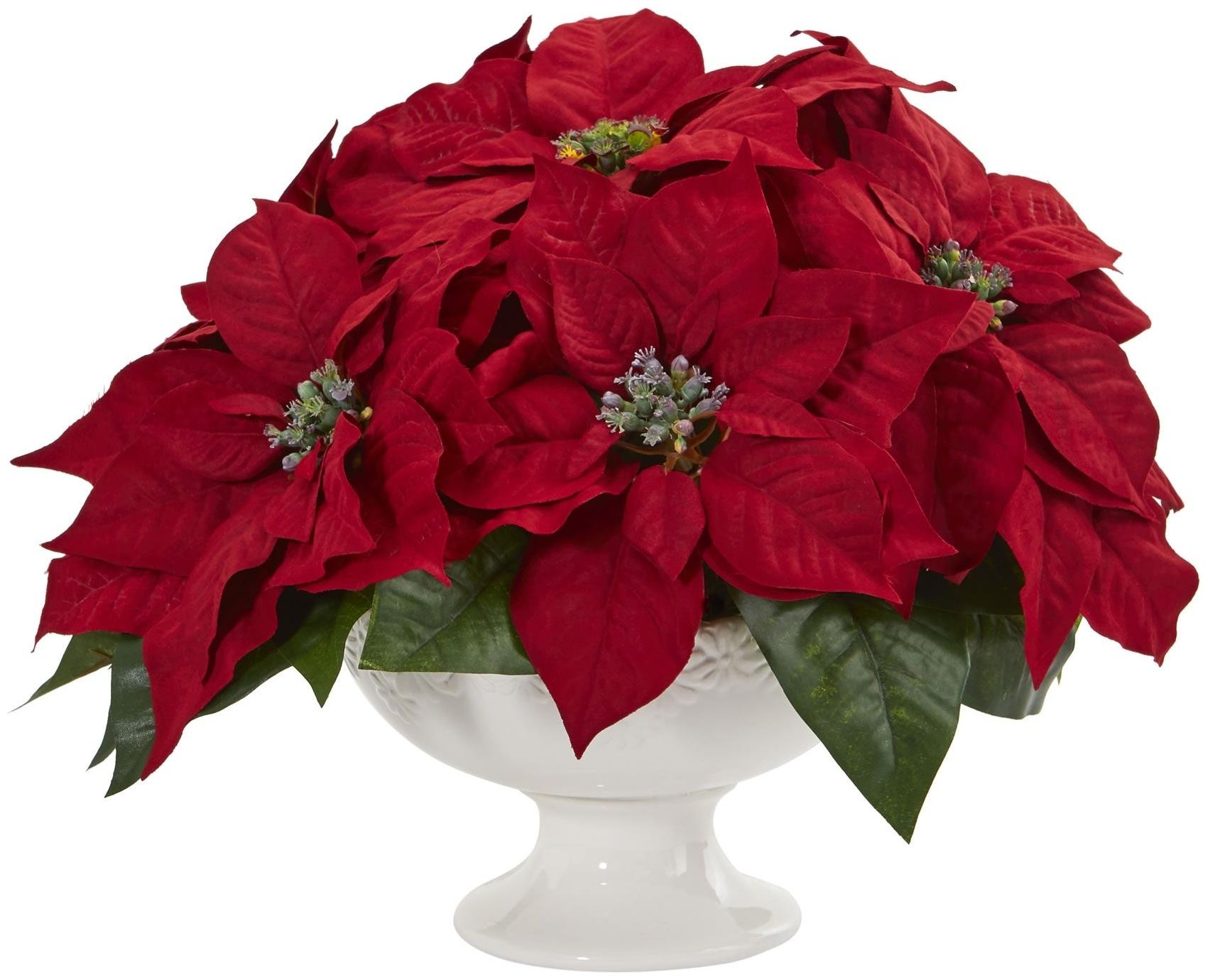 

Poinsettia Artificial Arrangement in Urn - h13 in w14 h13 in w14 in