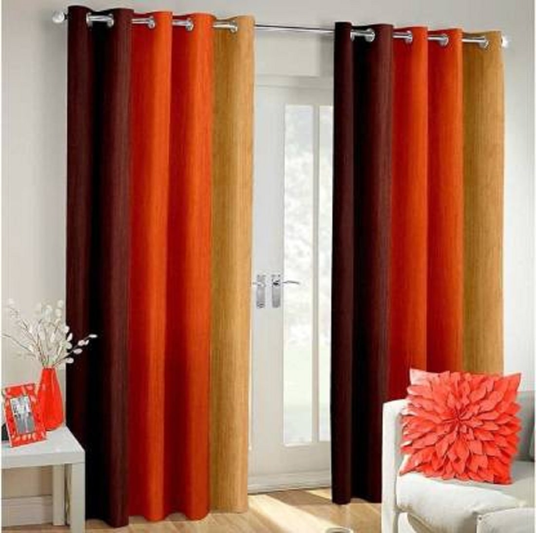 

Morado Polyester Long Door Blackout Multi Regular Curtain ( Eyelet Closure Striped )
