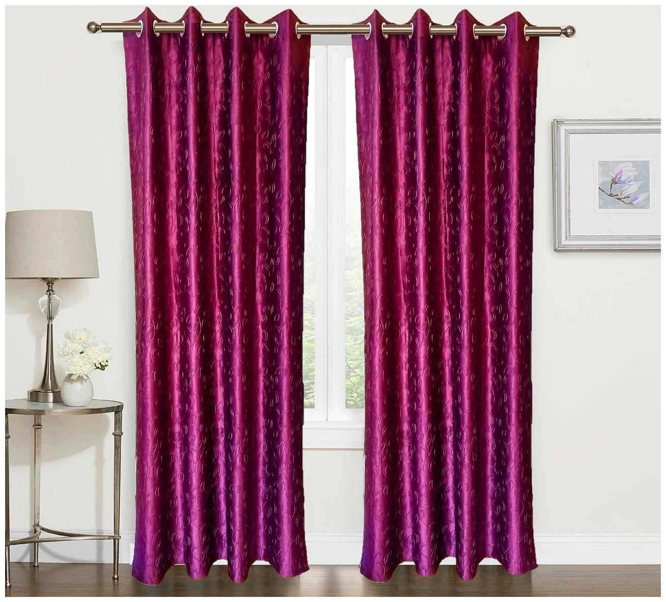 

Polyester Embossed Solid Color Door Curtains Covering 95 Sunlight 7 ft in Height Pack of 2
