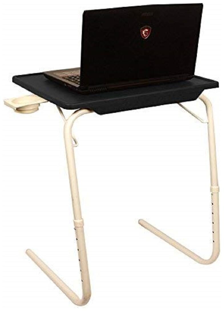 

Portable Laptop Table Black Top White Legs