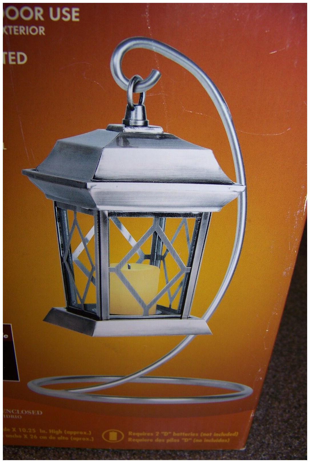 

PORTFOLIO FLICKERING CANDLE LANTERN (BATTERY OPERATED) INDOOR OUTDOOR PEWTER