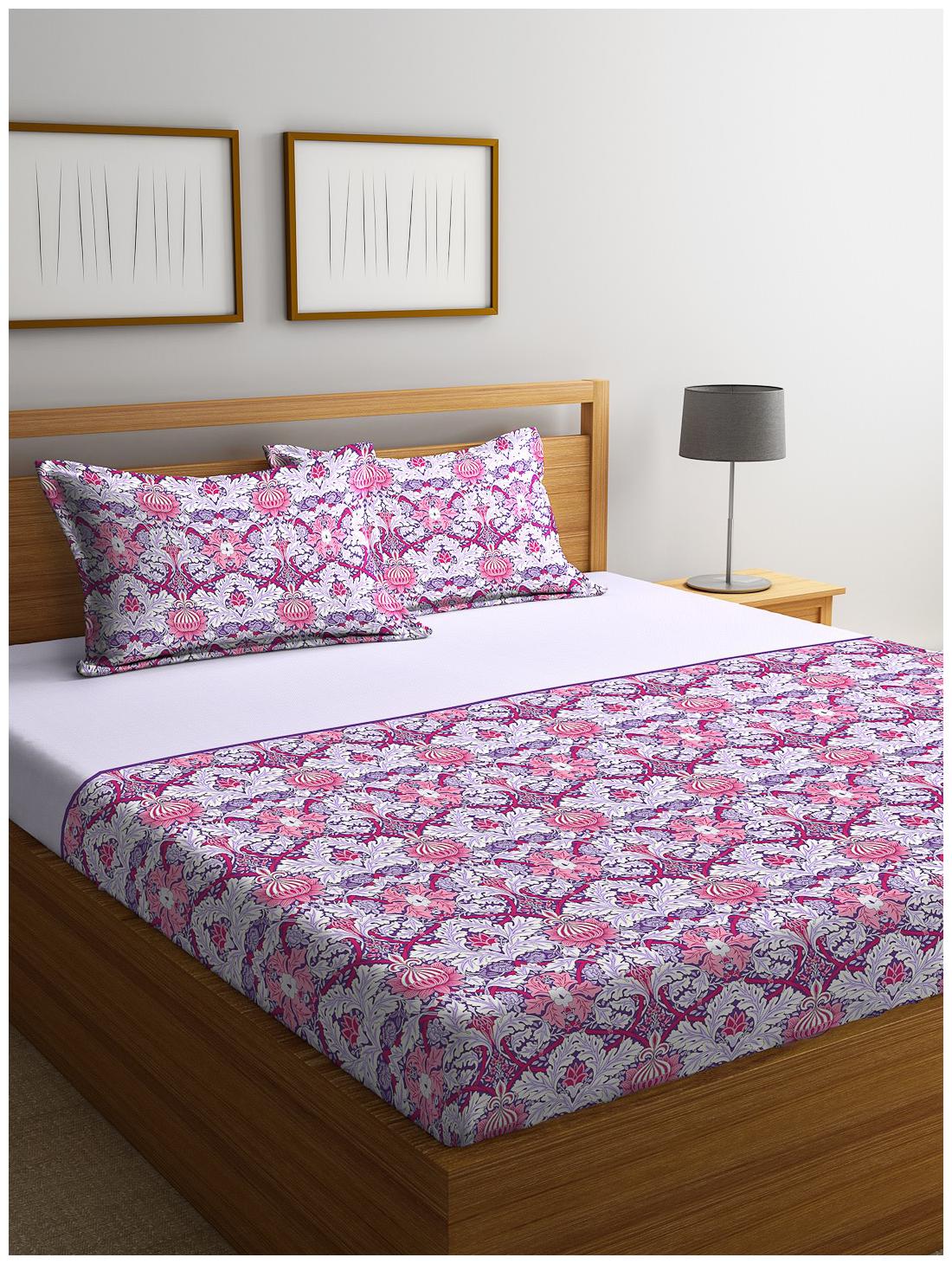 

Portico New York Cotton Printed King Size Bedsheet 210 TC ( 1 Bedsheet With 2 Pillow Covers Multi )