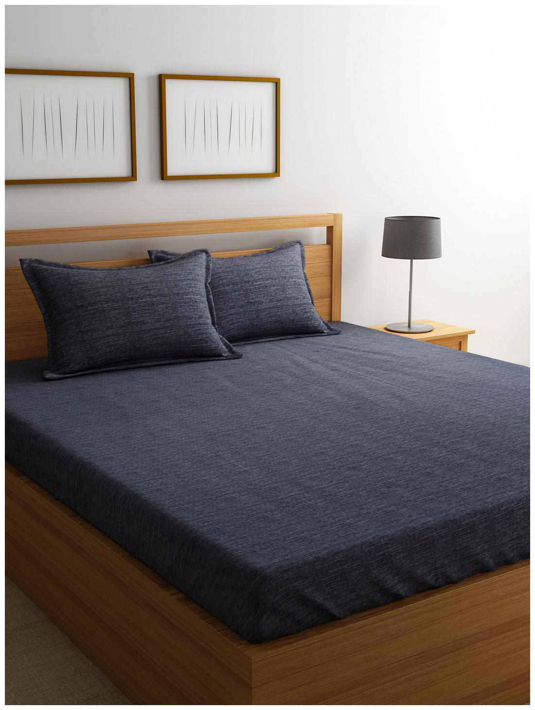 

Portico New York Cotton Solid King Size Bedsheet 300 TC ( 1 Bedsheet With 2 Pillow Covers Black )