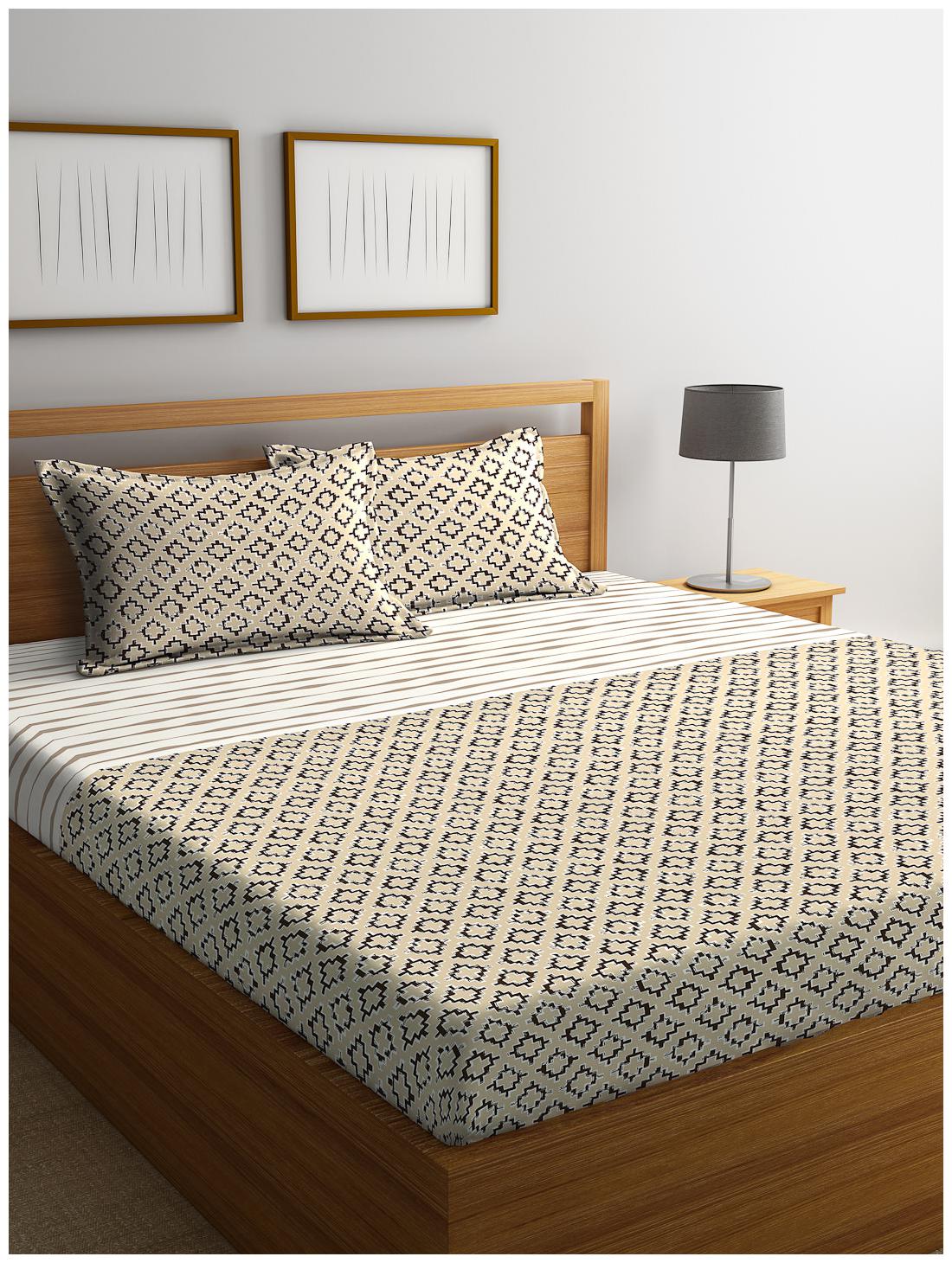 

Portico New York Cotton Printed King Size Bedsheet 210 TC ( 1 Bedsheet With 2 Pillow Covers Multi )