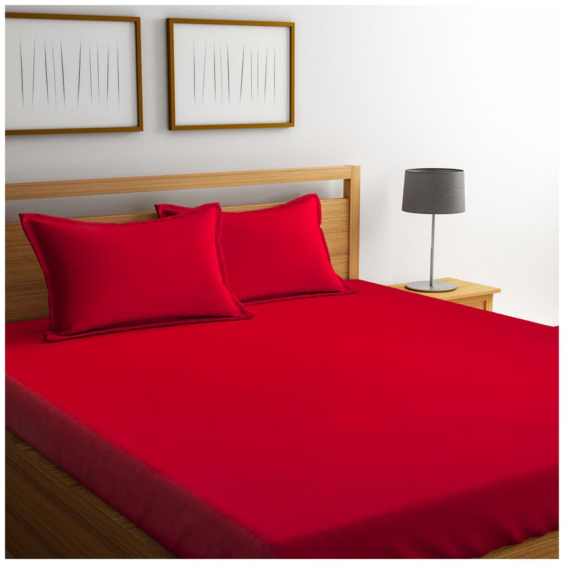 

Portico New York Cotton Solid King Size Bedsheet 144 TC ( 1 Bedsheet With 2 Pillow Covers Red )