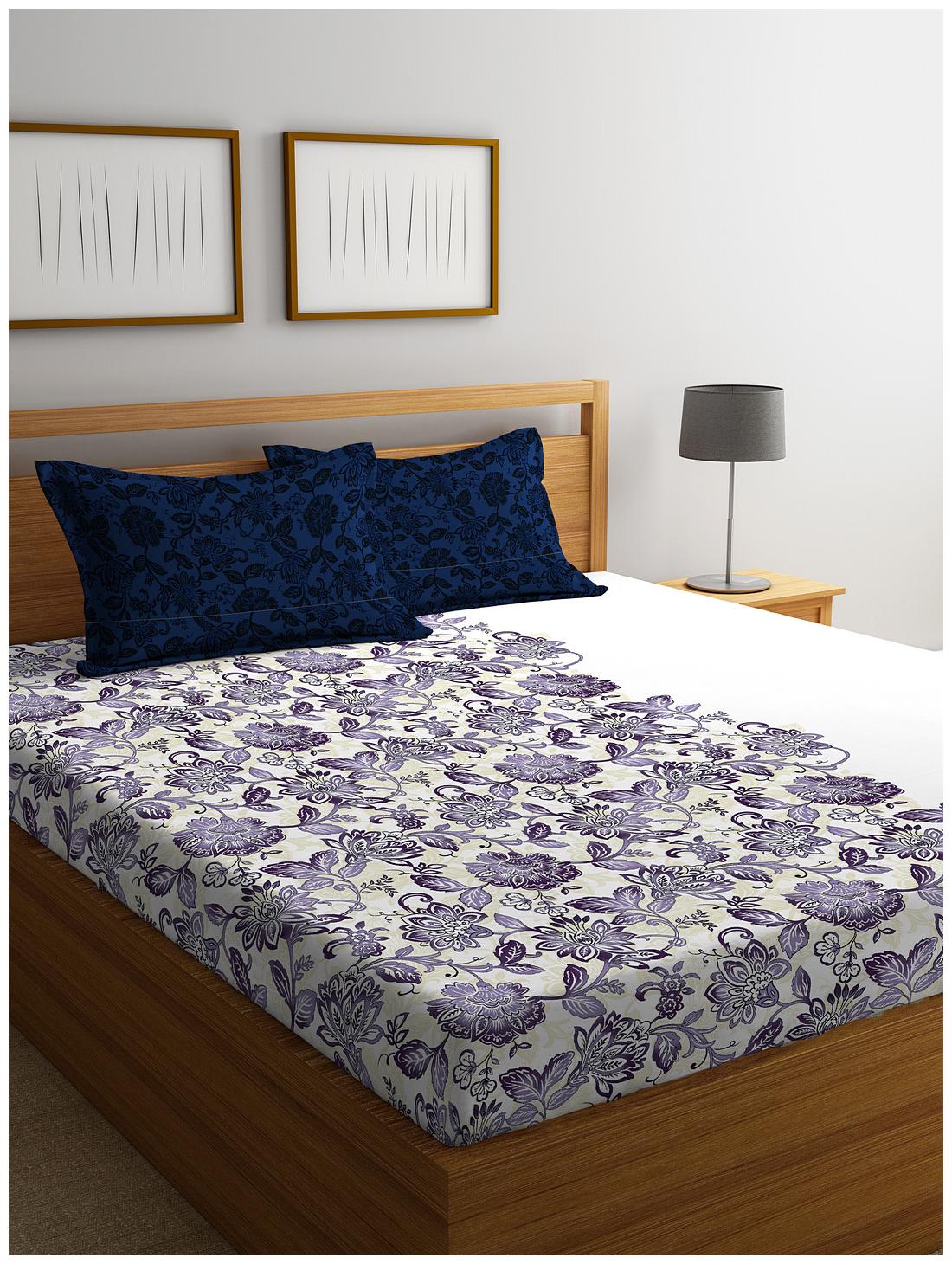 

Portico New York Cotton Printed Double Size Bedsheet 144 TC ( 1 Bedsheet With 2 Pillow Covers Multi )