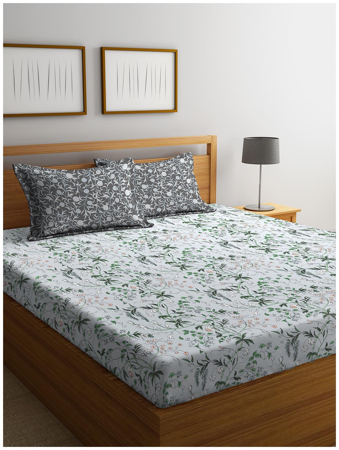 

Portico New York Cotton Geometric Double Size Bedsheet 144 TC ( 1 Bedsheet With 2 Pillow Covers Multi )
