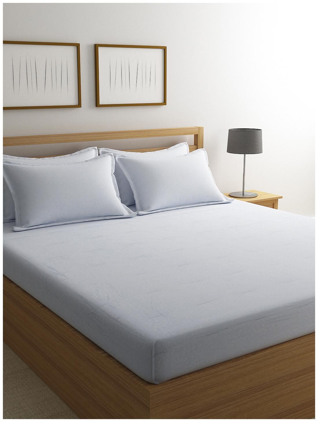 

Portico New York Cotton Solid King Size Bedsheet 350 TC ( 1 Bedsheet With 4 Pillow Covers Grey )