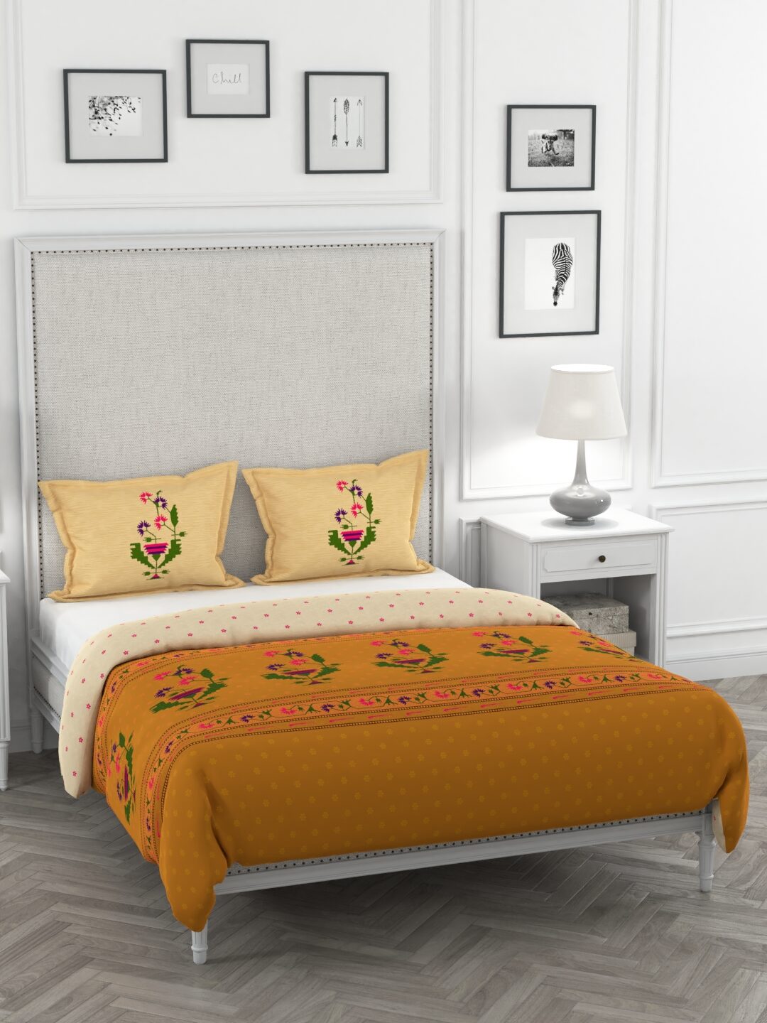 

Portico New York Cotton Printed King Size Bedsheet 220 TC ( 1 Bedsheet With 2 Pillow Covers Multi )