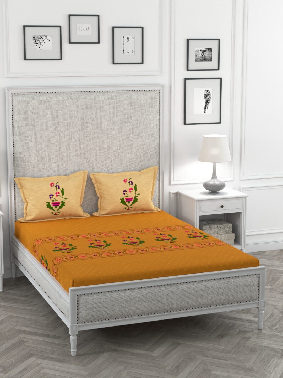 

Portico New York Cotton Printed King Size Bedsheet 220 TC ( 1 Bedsheet With 2 Pillow Covers Multi )