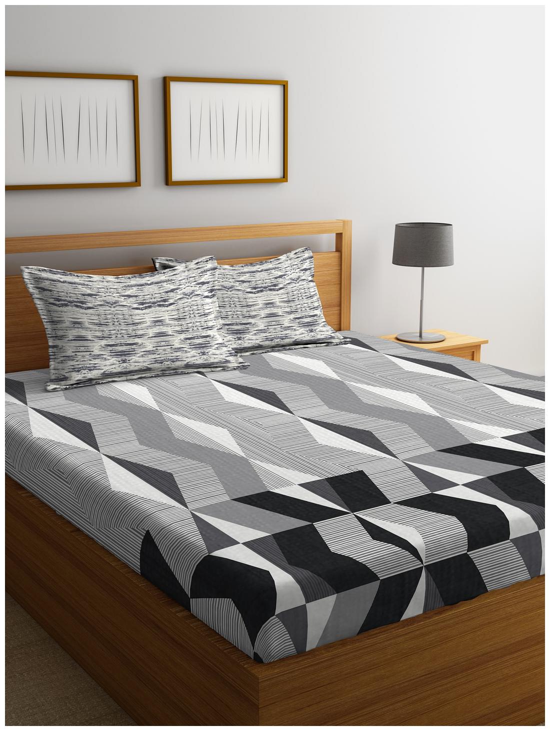 

Portico New York Cotton Printed King Size Bedsheet 144 TC ( 1 Bedsheet With 2 Pillow Covers Multi )