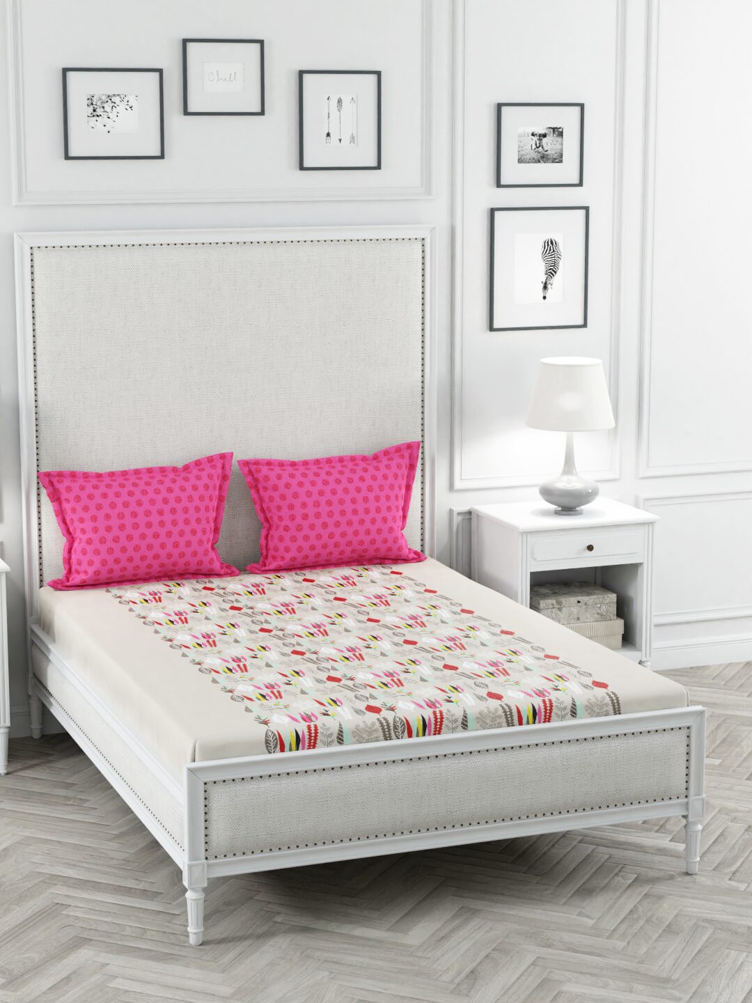 

Portico New York Cotton Printed King Size Bedsheet 144 TC ( 1 Bedsheet With 2 Pillow Covers Multi )