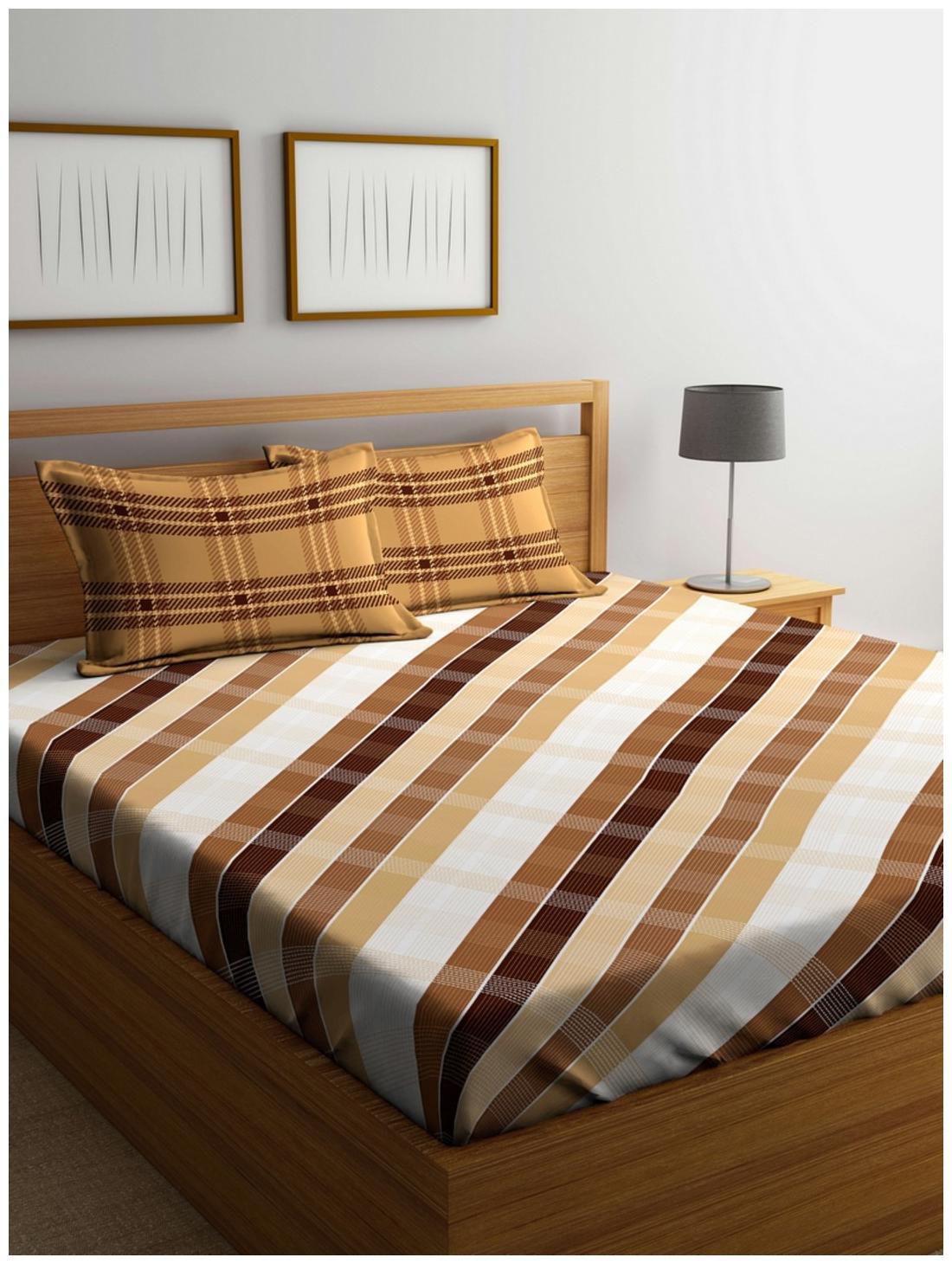 

Portico New York Cotton Printed Double Size Bedsheet 144 TC ( 1 Bedsheet With 2 Pillow Covers Multi )