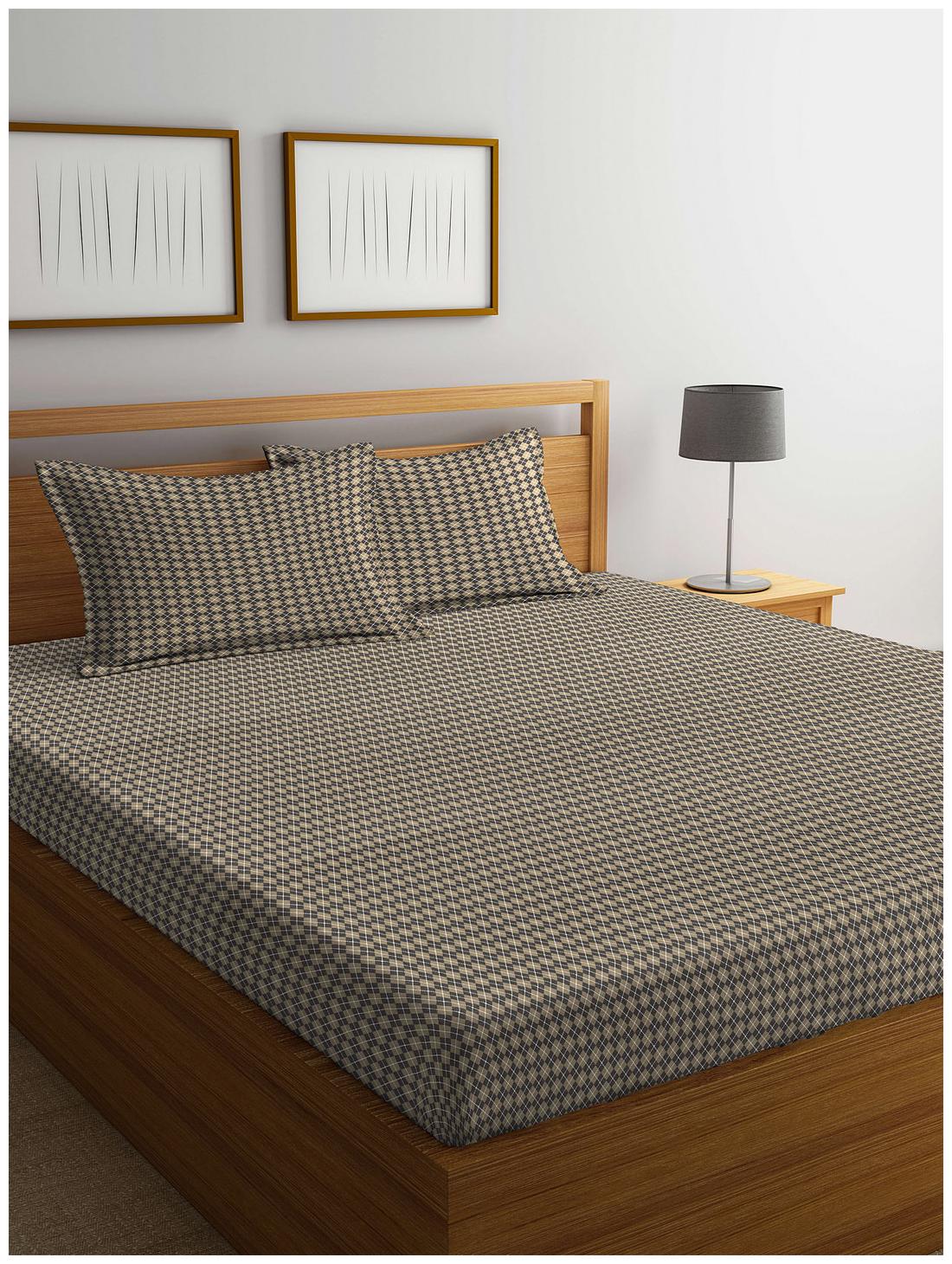 

Portico New York Cotton Printed King Size Bedsheet 300 TC ( 1 Bedsheet With 2 Pillow Covers Multi )
