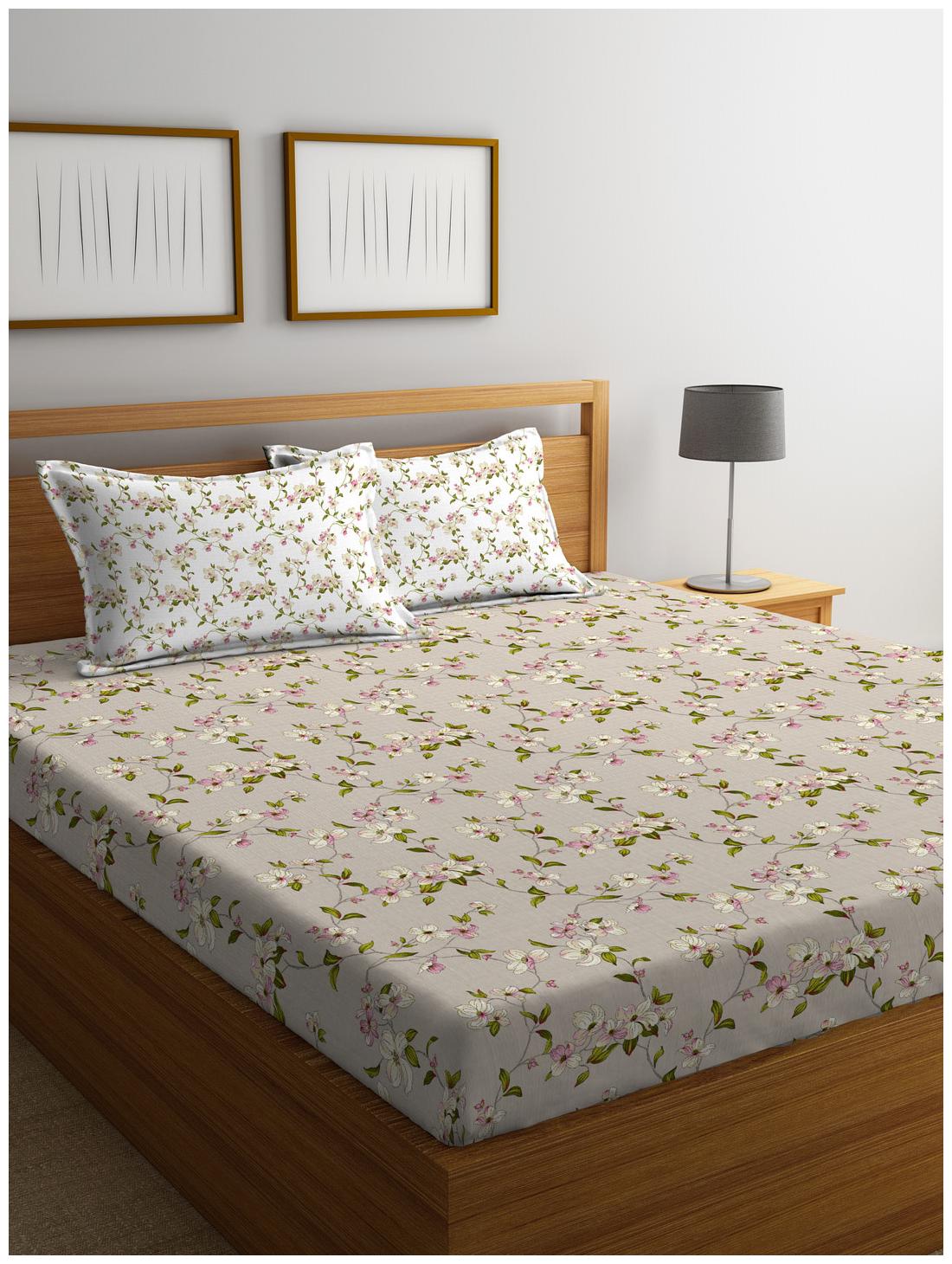 

Portico New York Cotton Printed King Size Bedsheet 144 TC ( 1 Bedsheet With 2 Pillow Covers Multi )
