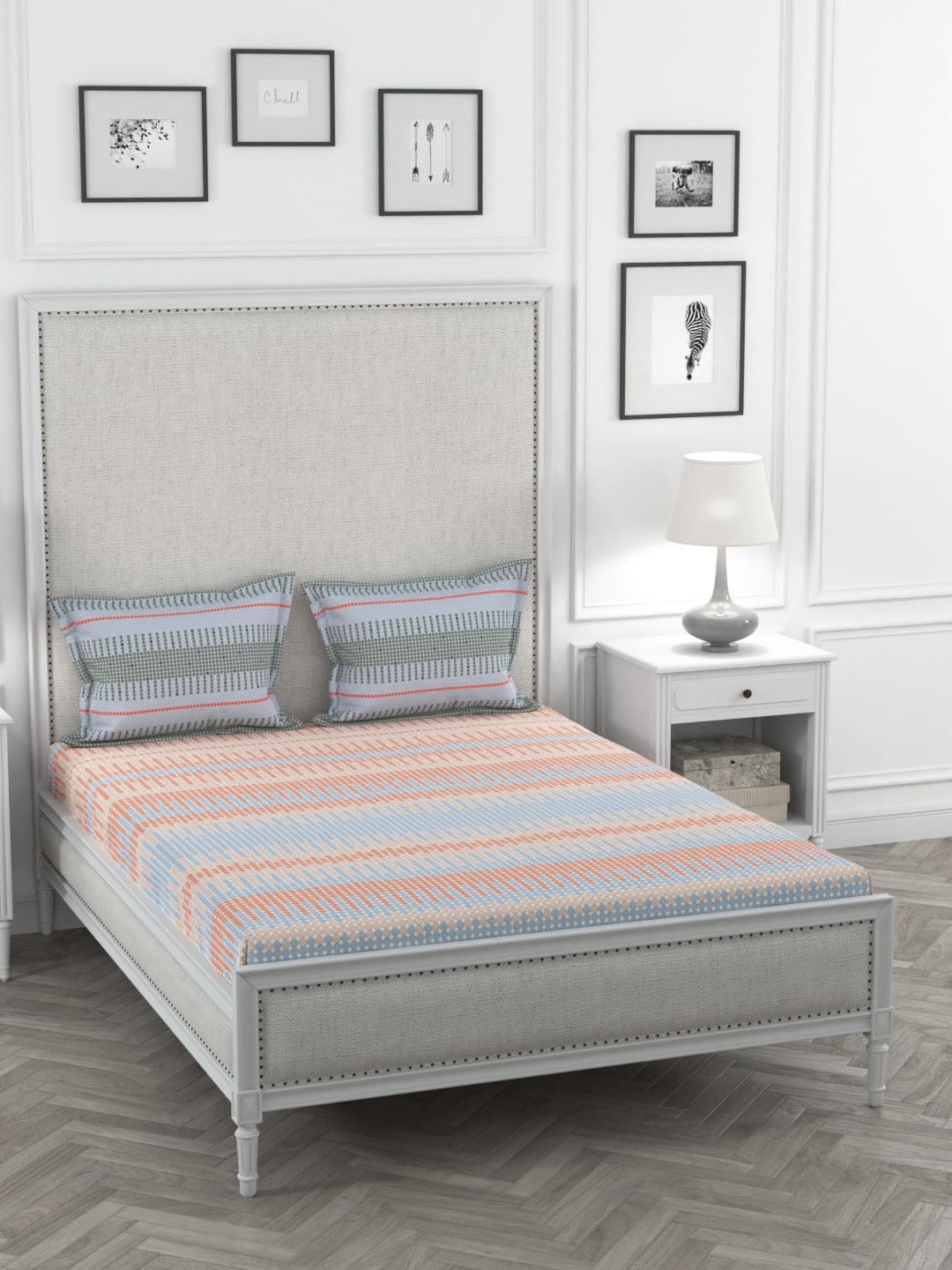 

Portico New York Cotton Printed Double Size Bedsheet 144 TC ( 1 Bedsheet With 2 Pillow Covers Multi )