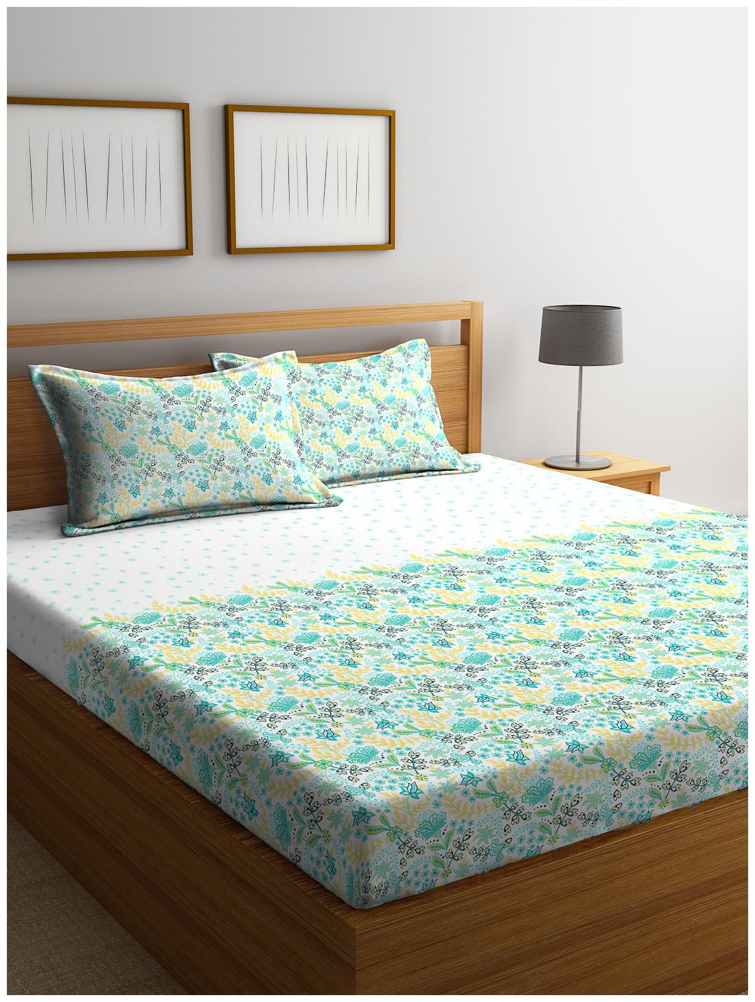 

Portico New York Cotton Printed King Size Bedsheet 210 TC ( 1 Bedsheet With 2 Pillow Covers Multi )