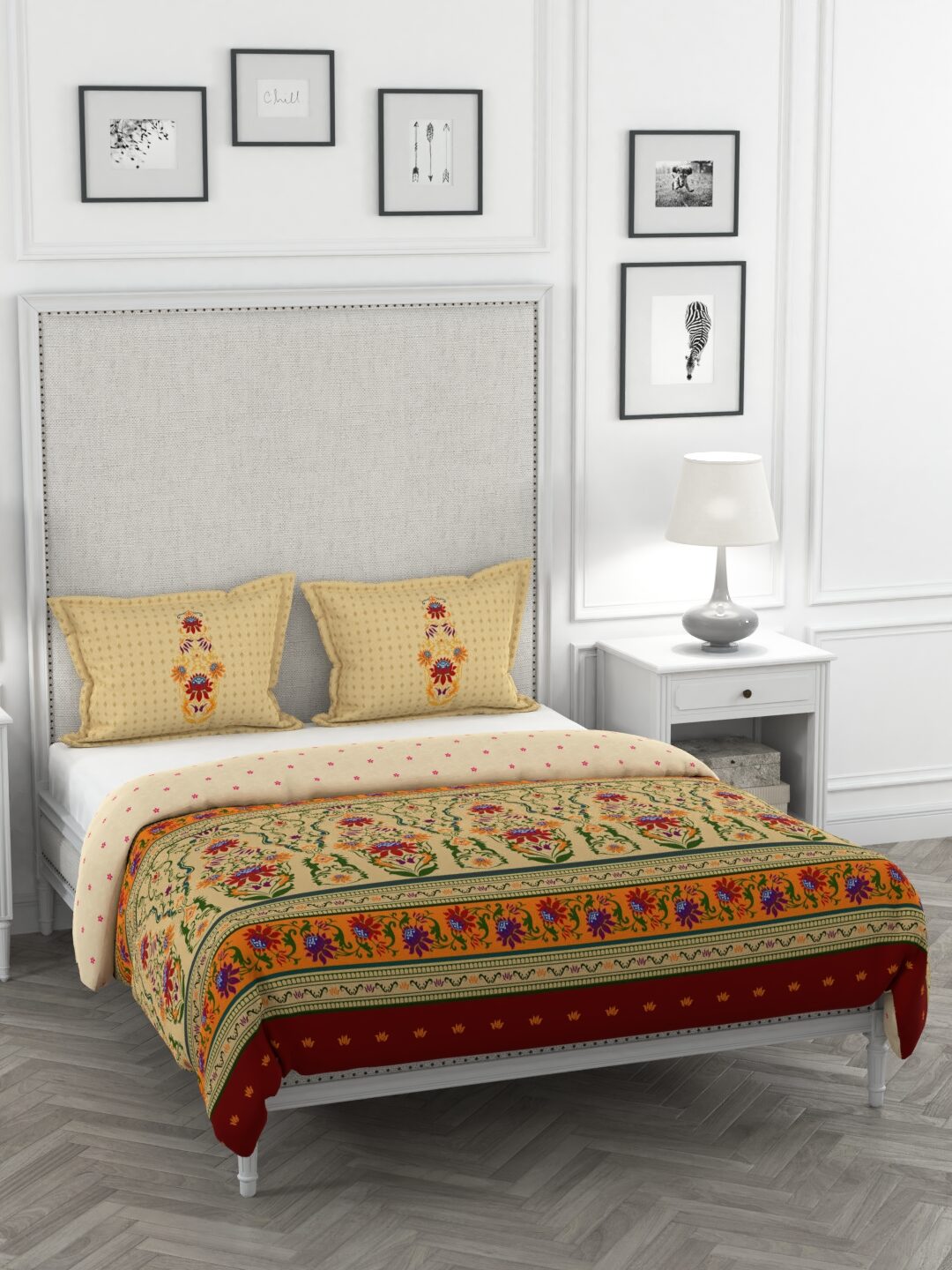 

Portico New York Cotton Printed King Size Bedsheet 220 TC ( 1 Bedsheet With 2 Pillow Covers Multi )