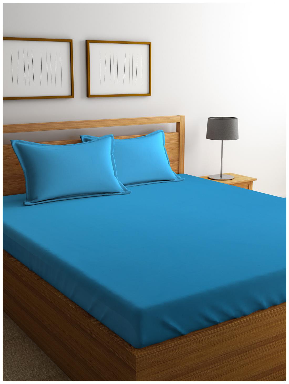 

Portico New York Cotton Printed King Size Bedsheet 144 TC ( 1 Bedsheet With 2 Pillow Covers Blue )