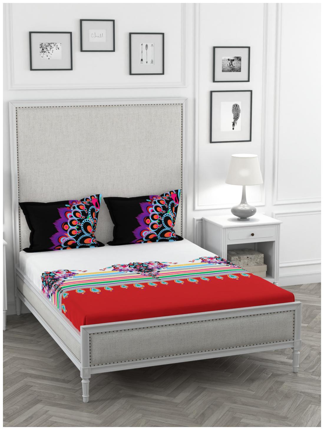 

Portico New York Satin Printed Double Size Bedsheet 220 TC ( 1 Bedsheet With 2 Pillow Covers Multi )