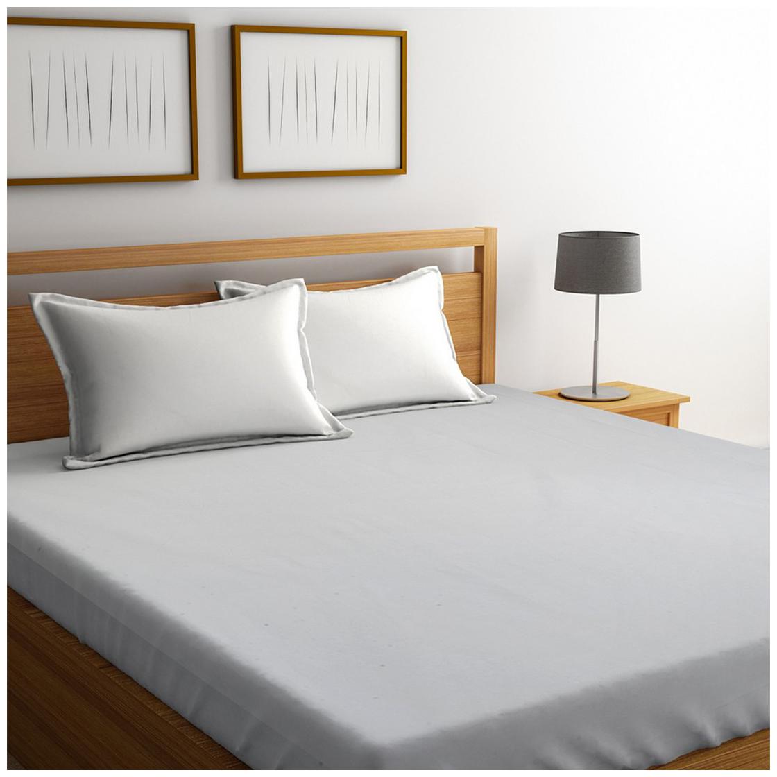 

Portico New York Cotton Solid King Size Bedsheet 144 TC ( 1 Bedsheet With 2 Pillow Covers Grey )