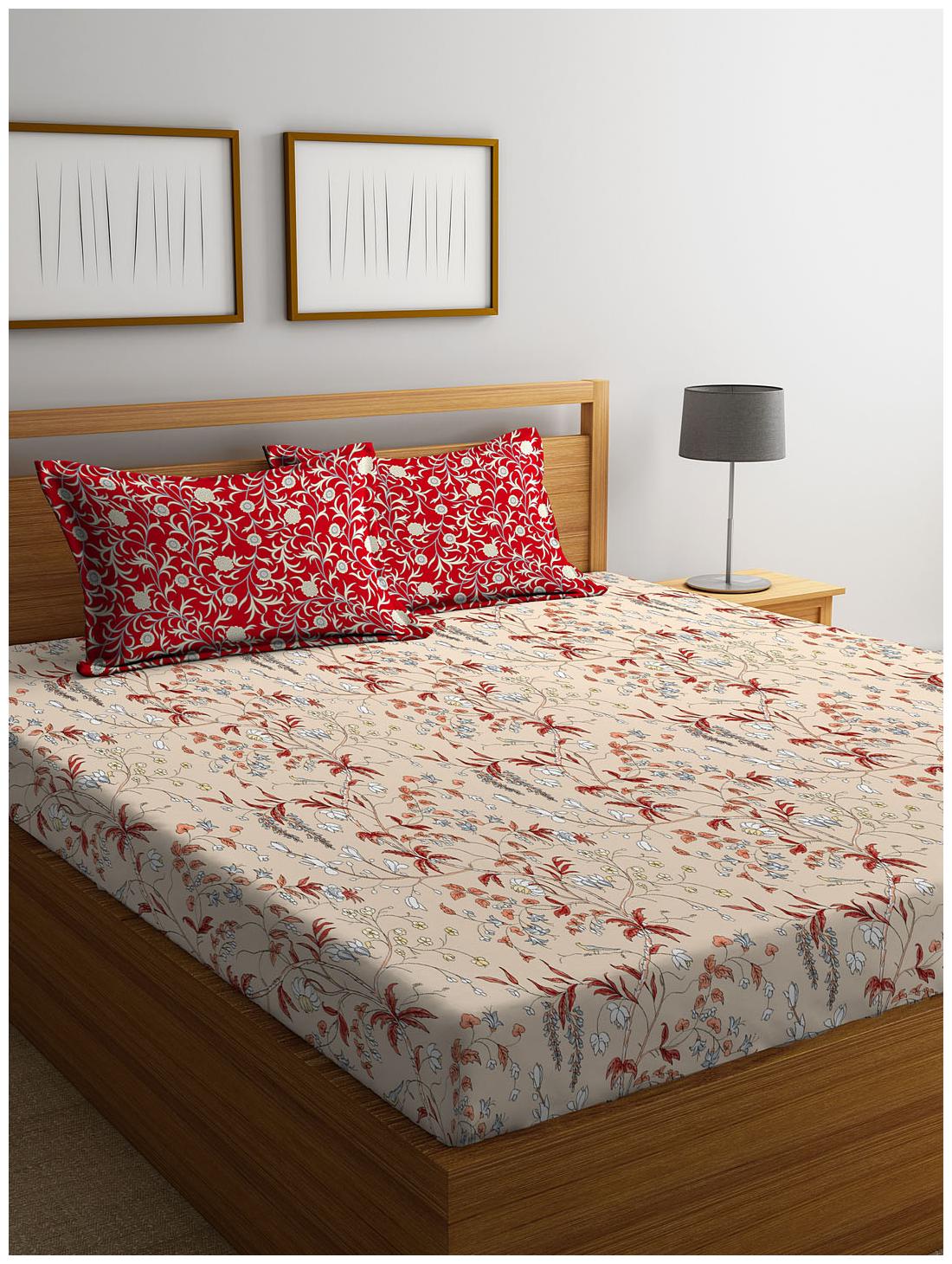

Portico New York Cotton Geometric Double Size Bedsheet 144 TC ( 1 Bedsheet With 2 Pillow Covers Multi )