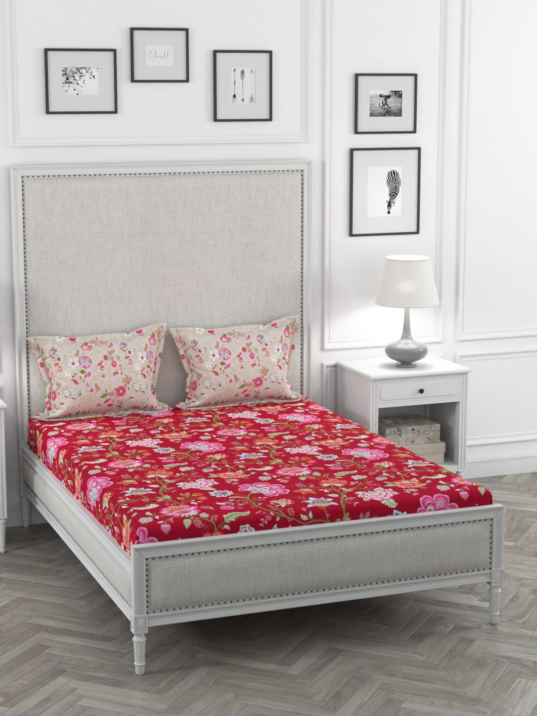 

Portico New York Cotton Printed King Size Bedsheet 144 TC ( 1 Bedsheet With 2 Pillow Covers Multi )