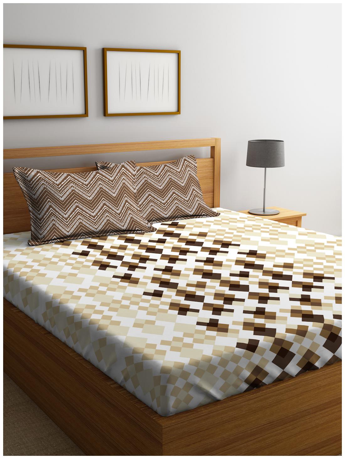 

Portico New York Cotton Printed Double Size Bedsheet 144 TC ( 1 Bedsheet With 2 Pillow Covers Multi )