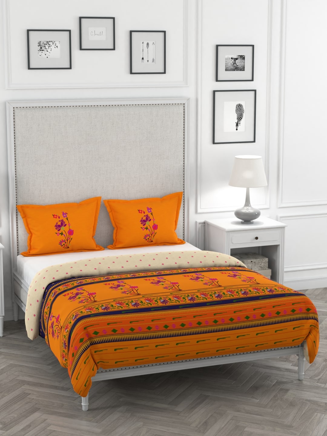 

Portico New York Cotton Printed King Size Bedsheet 220 TC ( 1 Bedsheet With 2 Pillow Covers Multi )