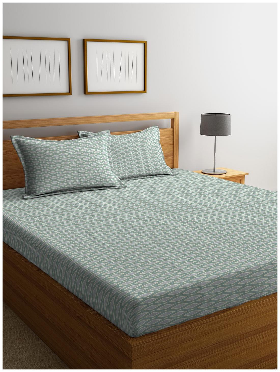 

Portico New York Cotton Printed King Size Bedsheet 300 TC ( 1 Bedsheet With 2 Pillow Covers Multi )