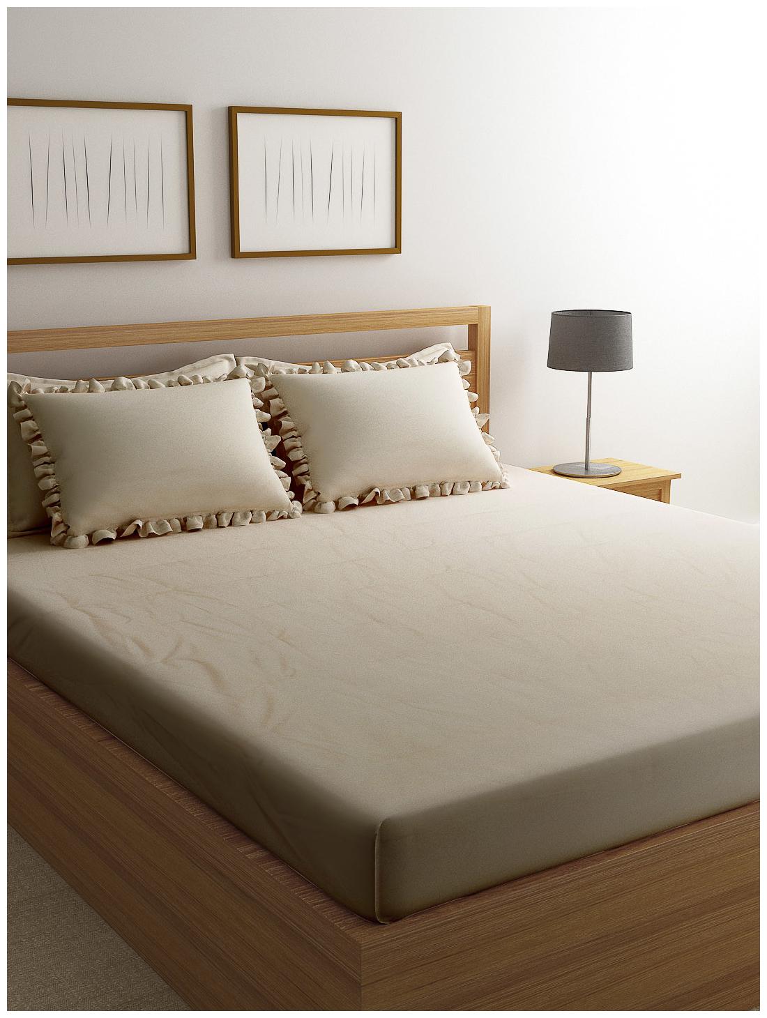 

Portico New York Cotton Solid King Size Bedsheet 400 TC ( 1 Bedsheet With 2 Pillow Covers Brown )