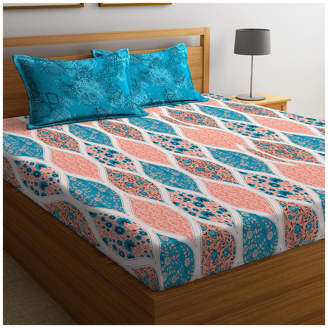 

Portico New York Cotton Printed King Size Bedsheet 144 TC ( 1 Bedsheet With 2 Pillow Covers Multi )