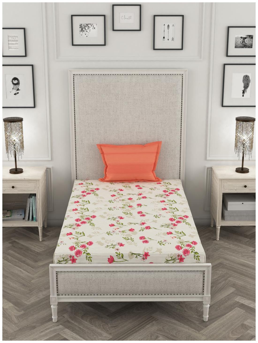

Portico New York Cotton Printed Single Size Bedsheet 144 TC ( 1 Bedsheet With 1 Pillow Covers Multi )