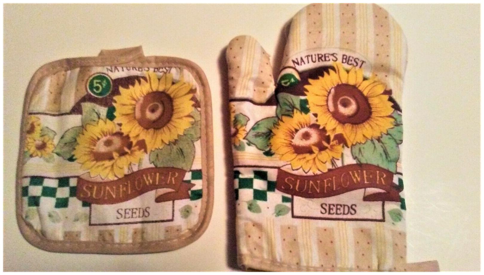 

Potholder Oven Mitt Kitchen Textile Cooking Baking Sunflower Theme