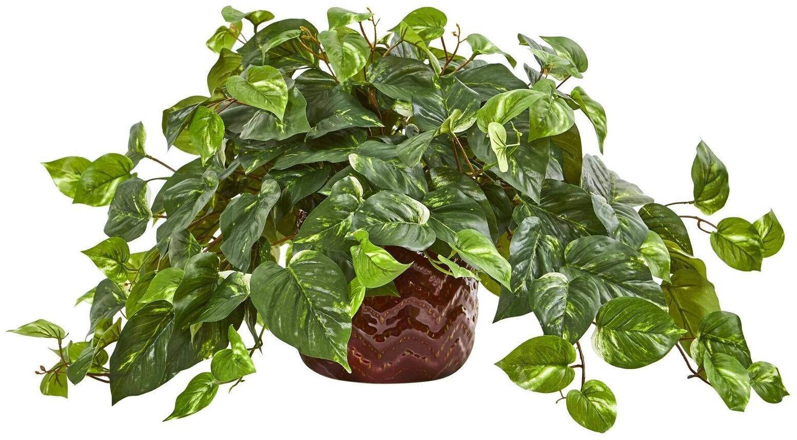

Pothos Artificial Plant in Design Red Vase