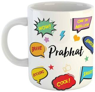Prabhat Name Printed Ceramic Coffee Mug. Best Gift For Birthday by AshvahTM