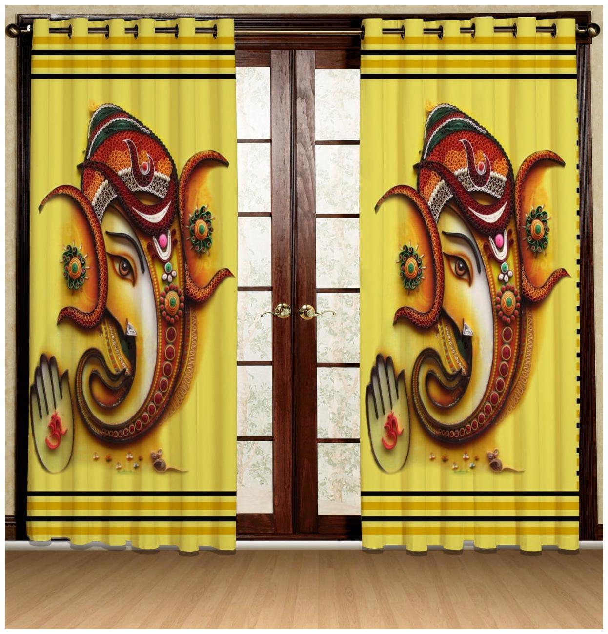

Nanki s Polyester Door Window Room Darkening Multi Regular Curtain ( Eyelet Closure Printed )