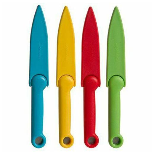 

Prepworks Food Safety Paring Knives color splash Set of 4 with protective cover