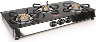 Prestige Marvel 3 Burner  Regular Black Gas Stove , ISI Certified