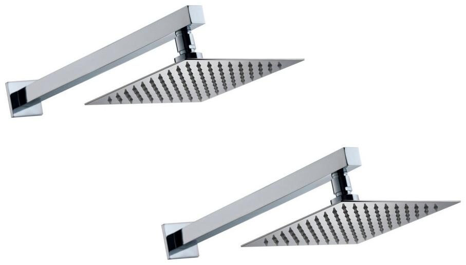 

Prestige 8x8 Ultra Slim Rain Shower Head with 15inch Arm -Pack of 2