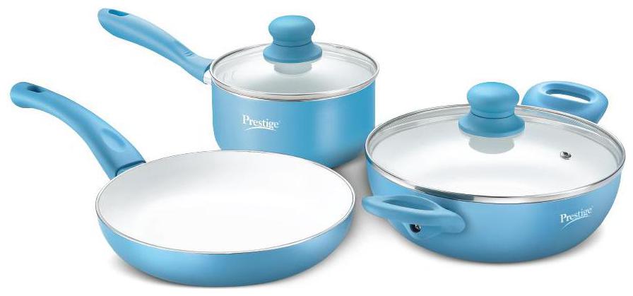

Prestige Luxe Ceramic cookware 3 Piece Set with Induction Base