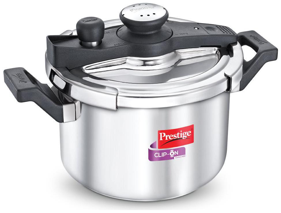 

Prestige Clip on Svachh Stainless Steel 5 L Induction Bottom Outer Lid Pressure Cooker - Set of 1 ISI Certified