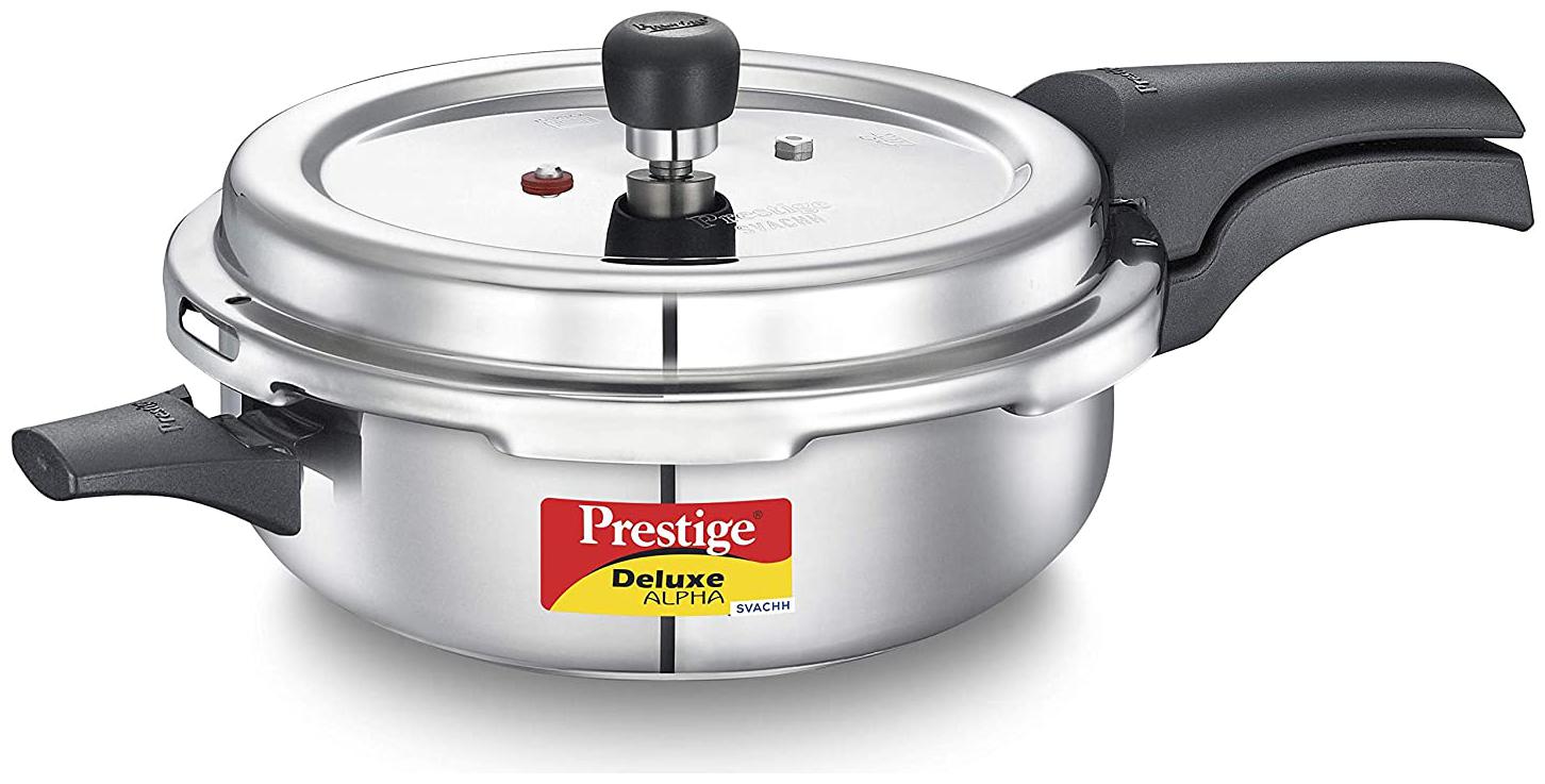 

Prestige Deluxe Alpha Svachh Stainless Steel 4 L Induction Bottom Outer Lid Pressure Cooker - Set of 1 ISI Certified