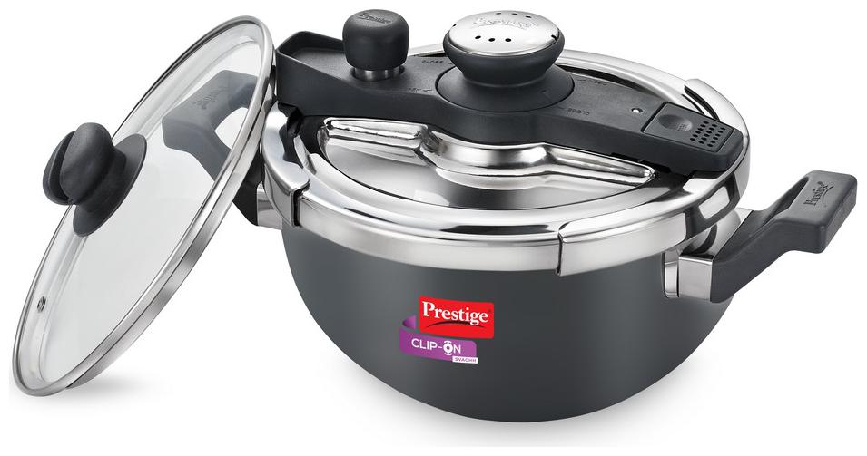 

Prestige Clip on Svachh Hard-Anodized Aluminium 3 5 L Induction Bottom Outer Lid Pressure Cooker - Set of 1 ISI Certified