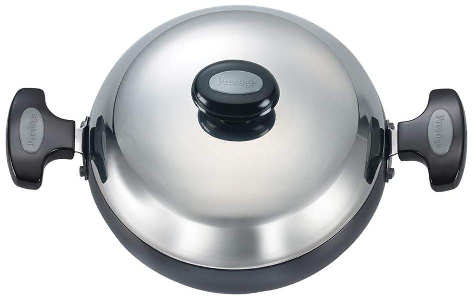

Prestige Induction Base Hard Anodised Aluminium Kadai with Lid 300mm Black