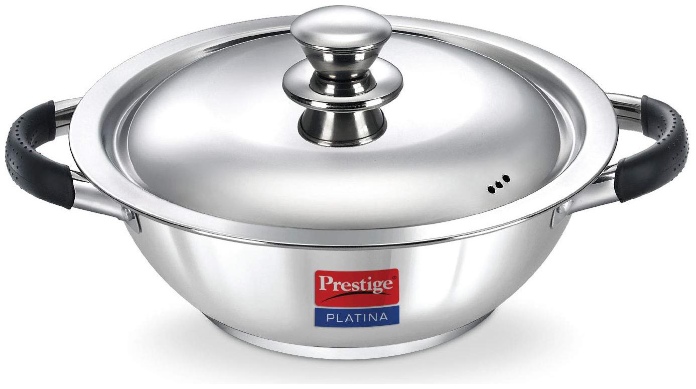 

Prestige Platina Induction Base Non-Stick Stainless Steel Kadai 260mm Silver