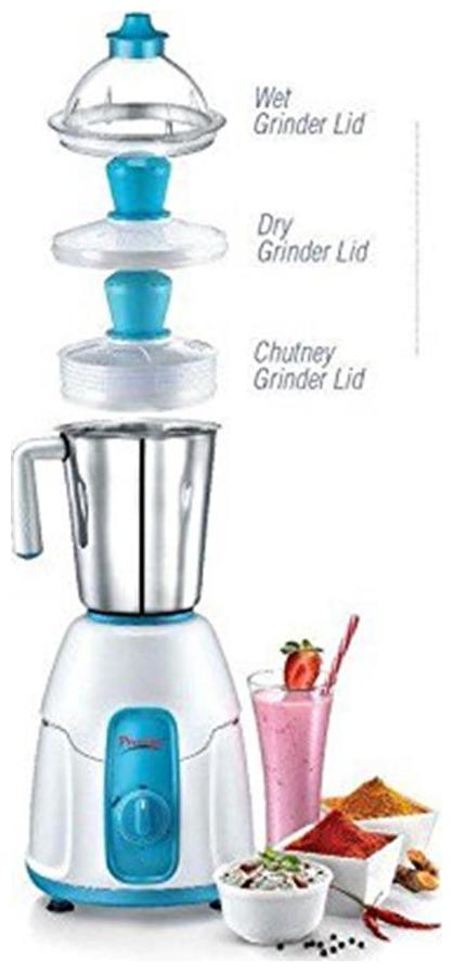

Prestige RACER 550 W Mixer Grinder ( White Blue 1 Jar )