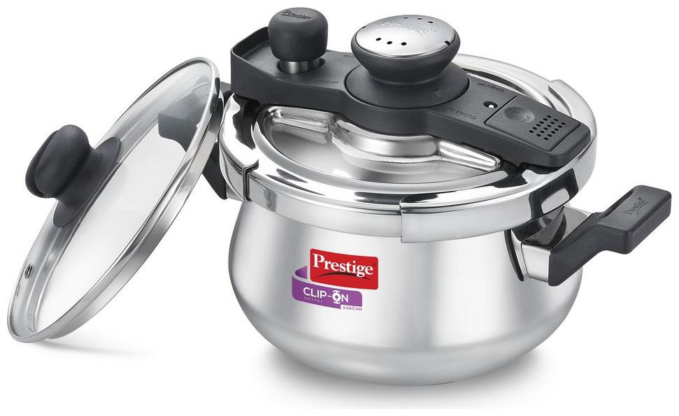 

Prestige Clip on Svachh Stainless Steel 3 L Induction Bottom Outer Lid Pressure Cooker - Set of 1